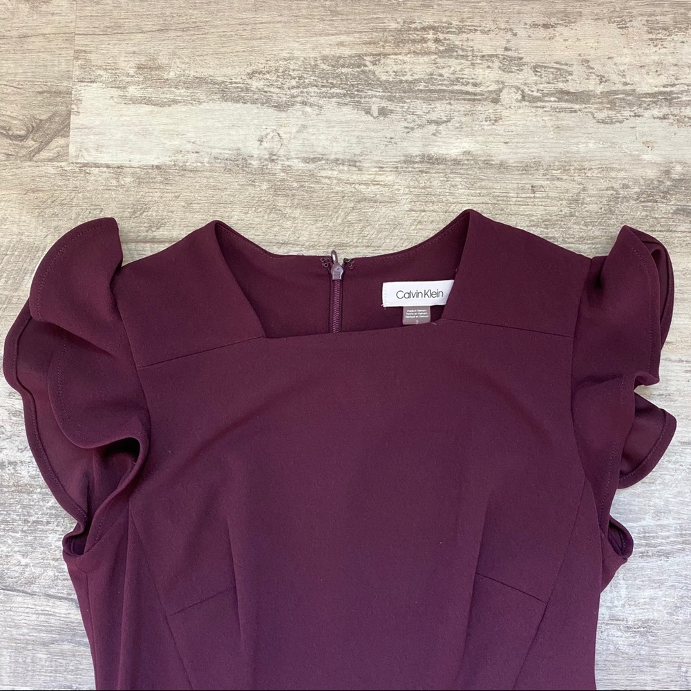 Calvin Klein Flutter Sleeve Square Neck Midi Dress - Picture 2 of 4